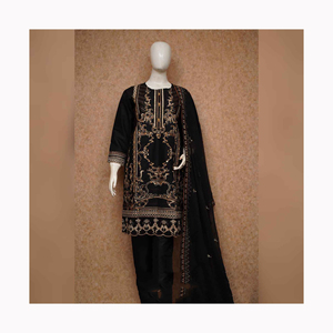 Salwar Kameez en soie Georgette brodée blanche élégante, réversible, avec dupatta rose, vêtements traditionnels indiens pakistanais pour femmes, pour mariage - Product Image 4