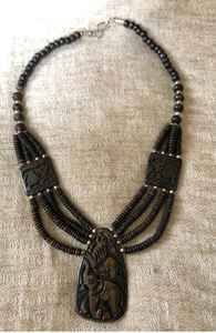 สร้อยคอจี้รูปช้างประดับมงกุฎทำจากเงินทิเบตและอาเกตแกะสลักด้วยมือ - เครื่องประดับสไตล์วินเทจชนเผ่าโบโฮสำหรับผู้หญิง - Product Image 5