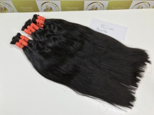 Cabello virgen negro de lujo con ondas naturales de 45 cm con calidad súper Doble - Product Image 2