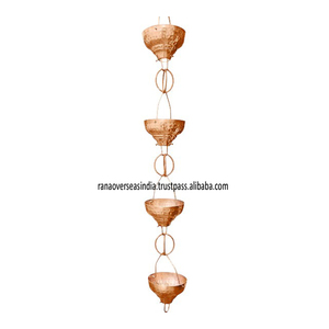 Cadena de lluvia martillada de lujo Premium Hermoso reemplazo de canalón con tazas decorativas que atrapan y guían el agua de lluvia a buenos precios - Product Image 5