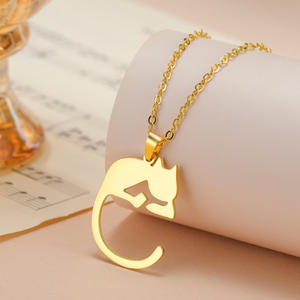 Collier pendentif chat mignon en argent sterling 925 avec moissanite, bijoux animaliers minimalistes tendance plaqués or pour femmes - Product Image 3