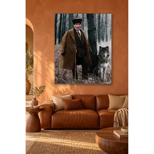 Fida Ataturk avec un loup dans un forêt enneigée, impression sur toile - Product Image 1