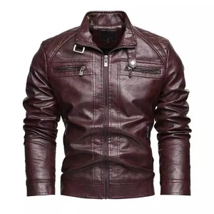 Chaqueta de cuero para hombre, Otoño Invierno, motocicletas, abrigos de piel sintética, chaqueta de motociclista con cuello levantado para hombre - Product Image 1
