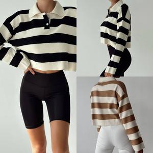 Suéter Polo personalizado para mujer, camisas 100% algodón con logotipo, botón, Polo, elegante, informal, largo, suéter - Product Image 3