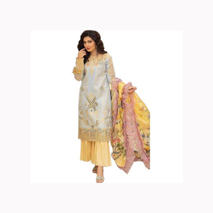 Vestido de boda de algodón de seda de alta calidad para mujer Salwar Kameez estilo paquistaní bordado pesado mejor calidad vestido musulmán dibujado a mano - Product Image 3