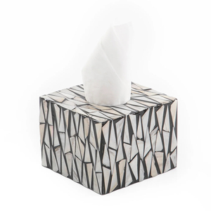 Caja de pañuelos con incrustaciones de concha de mar para el hogar y restaurante, caja de pañuelos de lujo con perlas, elegante - Product Image 3