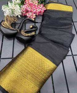 Prêt-à-porter Traditionnel Banarasi Khadi Sari Costume en Soie avec Broderie pour Fêtes et Mariages Indiens Prix de Gros - Product Image 5