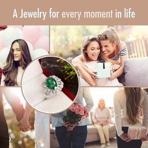 Anillo de Compromiso Clásico Solitario de Plata de Ley 925 con Esmeralda Cultivada en Laboratorio de Corte Pera de 3 Quilates para Mujer, Joyas Shama Gems - Product Image 6