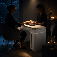 Tables et chaises professionnelles pour ongles, ensembles de luxe pour salon de beauté, table de manucure blanche