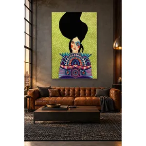 Fida Woman with Eye Patch and Ethnic Pattern Cape <b>Canvas</b> Print - Product Image 1
