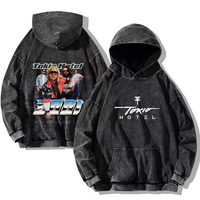 Hoodie Fleece Bordir Tokio Hotel Kaulitz 89 Acid Wash Musim Dingin 100% Katun Oversize Kasual Retro Gothic Pullover Custom Pria
