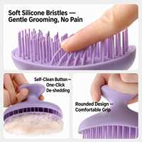 Brosse de toilettage pour animaux de compagnie en silicone ABS, autonettoyante, douce, personnalisable, pour massage et démêlage des poils, pour chats et chiens, pour le bain et l'usage domestique, vente en gros