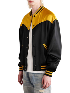 Chaqueta universitaria de satén de béisbol de alta calidad para hombre, chaqueta universitaria de béisbol con logotipo personalizado, chaqueta de béisbol universitaria de satén para hombre - Product Image 4