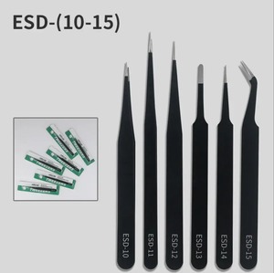 Pinzas de punta recta curvadas antiestáticas de belleza de alta calidad, juego de soldadura de precisión, logotipo electrónico y pinzas aceptadas por OEM - Product Image 3