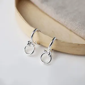 Geometric knotted lace-up hoop earrings in 925 sterling silver