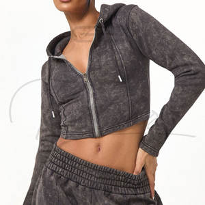 Top Corto con Capucha para Mujer, Estilo Informal, para Verano, Manga Corta, Cuello Redondo, Ecológico, Lavado Ácido Personalizado - Product Image 2