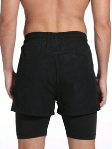 Pantalones Cortos Deportivos de Doble Capa para Hombre, Secado Rápido, Transpirables, Hasta la Rodilla, Personalización Completa, 100% Poliéster, con Cordón - Product Image 5