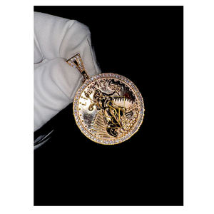 Directo de fábrica personalizado American Liberty Coin declaración 10K sólido laboratorio cultivado diamante amarillo oro Hip Hop joyería colgantes y dijes - Product Image 1