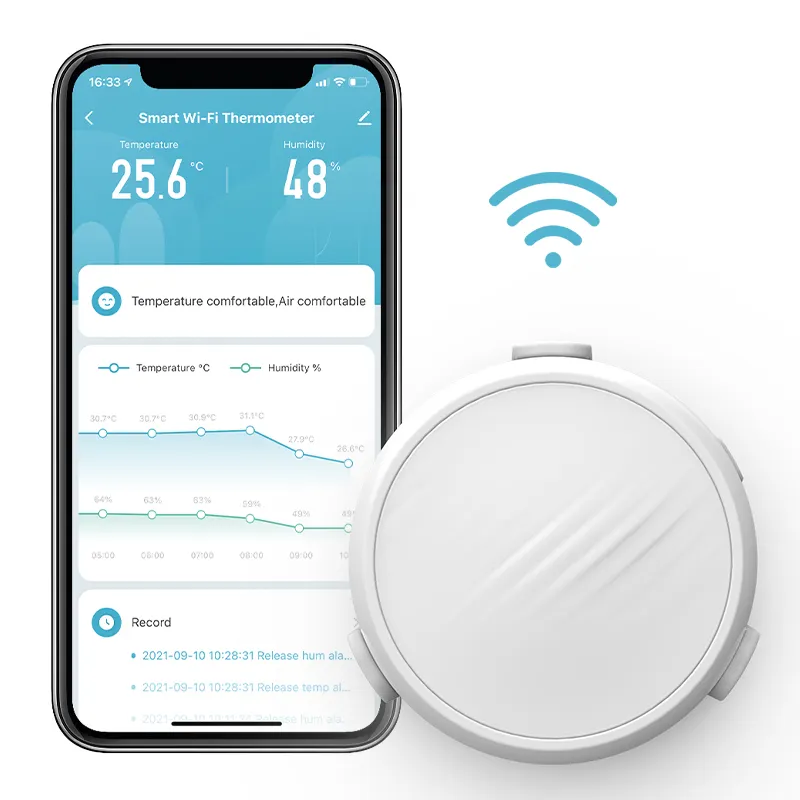 Termômetro digital tuya com visor de parede, medidor de temperatura e umidade