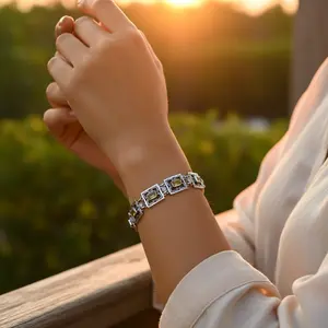 Joyería de Plata 925 con Citrino para Mujer, Brazalete de Cadena y Eslabones a la Moda - Product Image 2