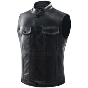 Chaleco de moda para hombre 2023 de buena calidad 100% cuero precio razonable sin cuello para ropa de invierno - Product Image 1