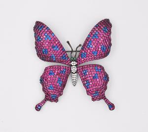 เข็มกลัดหรูหรารูปผีเสื้อสีแดงแบบวินเทจทำจากเพทายสีเงินสเตอร์ลิง925 - Product Image 4