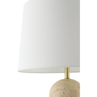 Lampe de table en pierre de travertin de luxe avec abat-jour en tissu de qualité supérieure, design moderne minimaliste, lumière ambiante chaleureuse pour une décoration intérieure élégante
