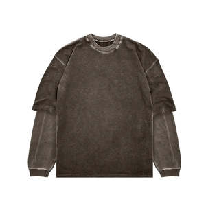 Sudadera Corta Cuadrada de Algodón 100% Lavado al Ácido, de Alta Calidad, con Logo Personalizado al por Mayor - Product Image 1