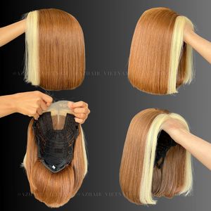 Venta al por mayor pelucas de cabello humano Glueless Highlight Cierre de flecos Color Rubio extensiones de cabello humano de calidad superior para las mujeres - Product Image 5