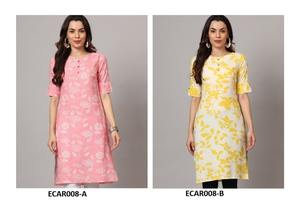 Kurti étnico de rayón de algodón vibrante para mujer, ropa Indo occidental ligera para trajes de verano y comodidad elegante - Product Image 3