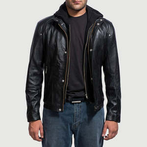 Chaqueta de Cuero de Lujo para Hombre, Transpirable, con Cierre de Cremallera y Botones, Cuello Alto, Ajuste Moderno y Cómodo, Ligera - Product Image 1