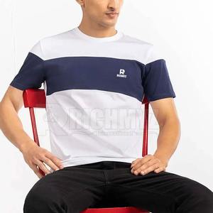 เสื้อยืดผู้ชายสีขาวและสีน้ำเงิน ผ้าฝ้าย 100% แบบสั่งทำพิเศษ แขนสั้น สไตล์ลำลอง แฟชั่น ขายในสหรัฐอเมริกา ทรงปกติ เสื้อยืดผู้ชายแบบสั่งทำ - Product Image 3