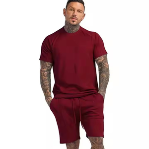 เสื้อคาร์ดิแกนคอปกโปโลผู้ชายสำหรับฤดูร้อนชุดวอร์มกางเกงขาสั้นมีเชือกผูกชุดออกกำลังกายสีพื้นชุดเสื้อสองชิ้นสำหรับผู้ชาย - Product Image 1