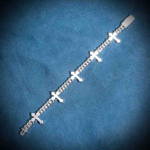 Glacé VVS Moissanite Diamant Plaqué Or 8 MM 925 Argent Sterling Croix Bracelet Cubain Mode Luxe Bling Bijoux - Product Image 4