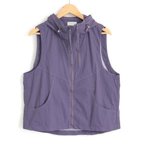 Purple Women's Hooded Softshell Waistcoat <b>Zip</b>-<b>Up</b> Windproof Waterproof Outerwear with Pockets Front Logo Running Hiking Golf - Product Image 1