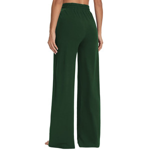 Pantalon de survêtement évasé lourd de haute qualité pour femmes avec ceinture à cordon de serrage Couleur unie Style avant plat pour l'hiver - Product Image 2