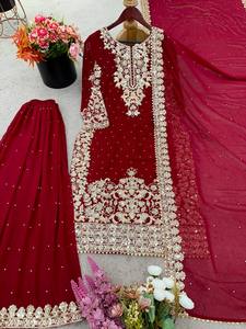 Travail de séquence brodé de codage élégant et travail de perles Beau concepteur entièrement cousu prêt à porter costumes de robe - Product Image 5