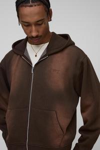 Fabricant pakistanais Streetwear personnalisé Sun Fade Sweat à capuche surdimensionné en coton épais zippé pour unisexe - Product Image 6