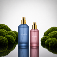 Flacon de parfum en verre de luxe 30ml 50ml 100ml, flacon de parfum rond vide, flacon de parfum en verre transparent imprimé à l'écran, boîte de parfum en verre transparent
