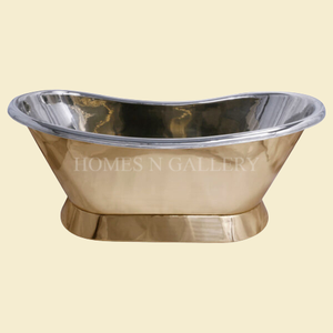 Bañeras grandes de hierro fundido de pedestal blanco al por mayor bañeras de baño de latón de cobre de color plateado - Product Image 3