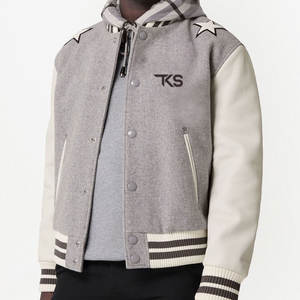 Veste universitaire à manches en cuir personnalisée pour hommes Prix d'usine Veste universitaire à manches en cuir légères pour hommes - Product Image 3