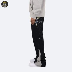 กางเกงขาบานฮิปฮอปกีฬาของผู้ชายกางเกงผ้านุ่มสีพื้นผสมกางเกงวอร์มใส่สบาย - Product Image 3