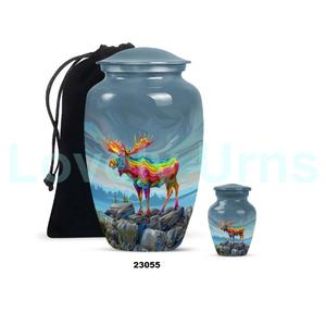 Repos éternel Moose Walking Urne adulte de crémation commémorative de 10 pouces pour cendres humaines avec urne souvenir et sac en velours gratuit - Product Image 2