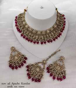 INDIAN TRADITIONAL and FASHIONABLE COPPER JEWELLERY BRIDAL <b>WEDDING</b> JEWELLERY <b>SET</b> for WOMEN EARRINGS and <b>NECKLACE</b> <b>SET</b> - Product Image 4