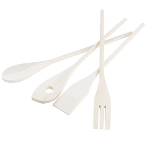 Ensemble de 4 ustensiles de cuisine en bois, outils de cuisson et accessoires pour la cuisine à domicile, spatule et cuillère design - Product Image 4