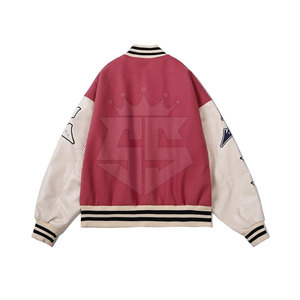 Concevez votre propre veste d'hiver personnalisée de style Letterman avec col montant, logo sur le devant, mélange de laine de haute qualité, respirante et écologique - Product Image 2