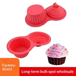Silicone Double-Cavity Cake Mold for Baking <b>Microwave</b>-Safe High-Temperature Resistant 2-Hole Household Design Model HS-hp006 - Product Image 2