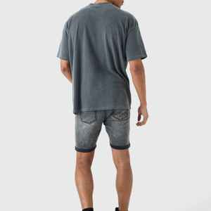 Shorts en jean pour homme de haute qualité, vintage, délavés, respirants, coupe ample, longueur genou, service OEM - Product Image 4