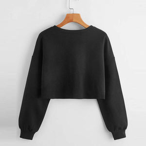 Nuevo estilo, Sudadera corta para mujer, chándal de nuevo diseño para mujer, sudadera personalizada de Color sólido para mujer - Product Image 3