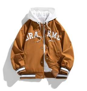 Casual Hombres al aire libre Suelto con capucha Varsity Bordado Letterman Chaquetas - Product Image 1